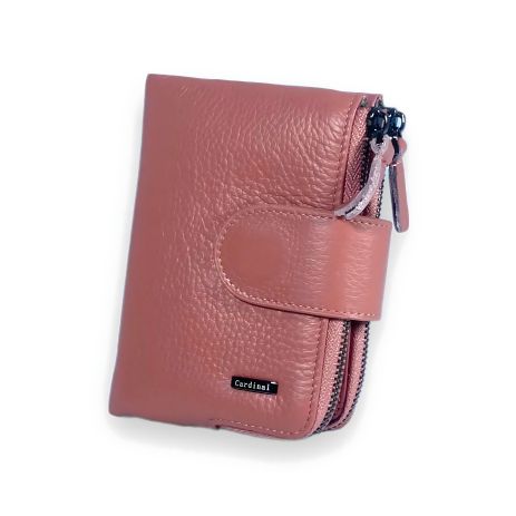 Гаманець елегантний шкіряний, рожевий, 2 відділення для купюр, Velvet