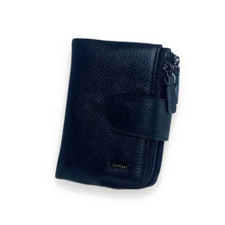 Шкіряний гаманець, чорний, 2 відділення для купюр