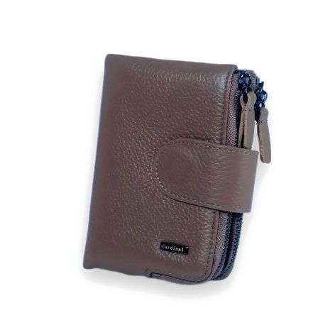 Стильний гаманець з натуральної шкіри, коричневий, з двома відділеннями для купюр