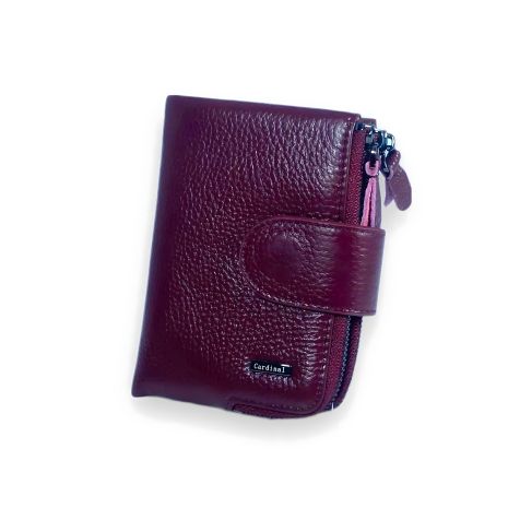 Жіночий гаманець з натуральної шкіри, у бордовому кольорі