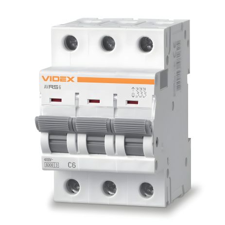 Автоматический выключатель RS6 3п 6А С 6кА VIDEX RESIST (VF-RS6-AV3C06) Автоматический выключатель RS6 3п 6А С 6кА VIDEX RESIST (VF-RS6-AV3C06)