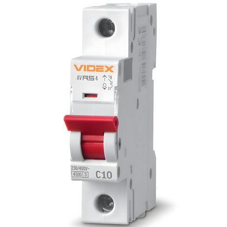 Автоматический выключатель RS4 1п 10А С 4,5кА VIDEX RESIST (VF-RS4-AV1C10)