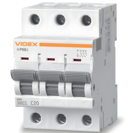 Автоматический выключатель RS6 3P 20A С 6кА VIDEX RESIST (VF-RS6-AV3C20) Автоматический выключатель RS6 3P 20A С 6кА VIDEX RESIST (VF-RS6-AV3C20)