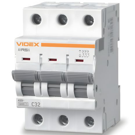 Автоматичний вимикач RS6 3п 32А С 6кА VIDEX RESIST (VF-RS6-AV3C32)