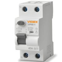 Пристрій захисного відключення (ПЗВ) VIDEX RESIST АС, 2P, 30мА, 10кА, 40А VF-RS10-DR2AC40