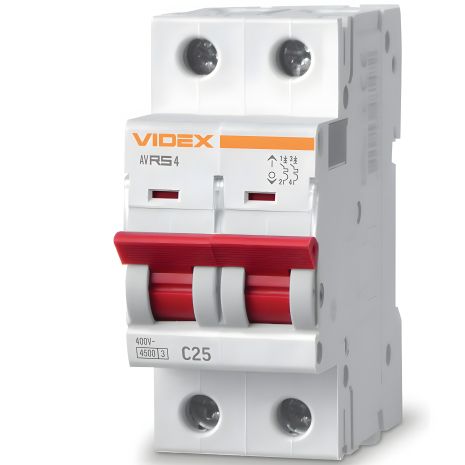 Выключатель автоматический RS4 2п 25А С 4,5кА VIDEX RESIST (VF-RS4-AV2C25)