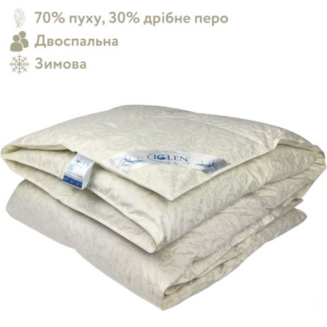 Ковдра пухо-перова 70% пуху зимова двоспальна IGLEN Roster 220х240 в тіку (2202402)