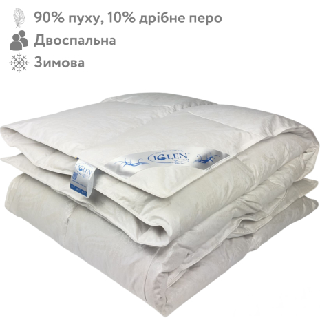 Одеяло пухо-перовое 90% пуха зимнее двуспальное IGLEN Roster 200х220 в тике (2002201)