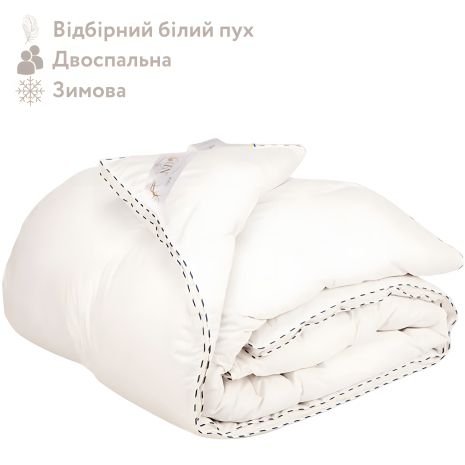 Ковдра пухова зимова двоспальна зі 100% білим гусячим пухом IGLEN Royal Series Roster 200х220 (2002201WRS) Ковдра пухова зимова двоспальна зі 100% білим гусячим пухом IGLEN Royal Series Roster 200х220 (2002201WRS)