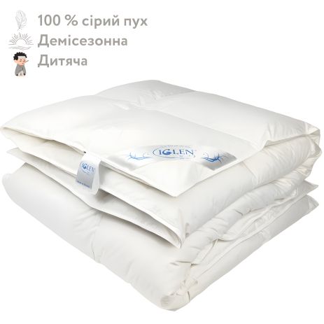 Детское демисезонное одеяло с 100% серым гусиным пухом IGLEN ROSTER 110х140 (11014011G)