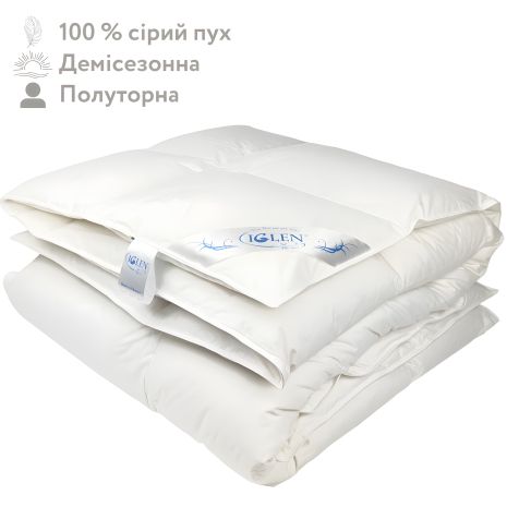 Ковдра демісезонна зі 100% сірим гусячим пухом полуторна IGLEN ROSTER 140х205 (14020511G)