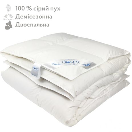 Демісезонна ковдра зі 100% сірим гусячим пухом двоспальна IGLEN ROSTER 160х215 (16021511G)