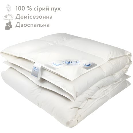 Демісезонна ковдра двоспальна IGLEN ROSTER 220х240 (22024011G) зі 100% сірим гусячим пухом