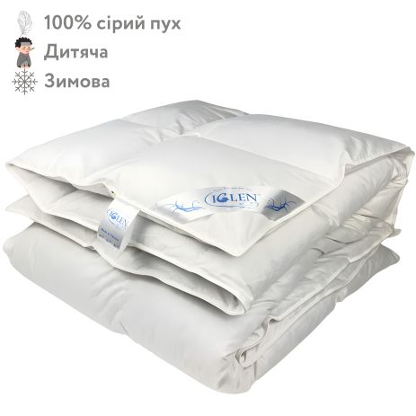 Дитяча зимова ковдра зі 100% сірим гусячим пухом IGLEN ROSTER 110х140 (1101401G)