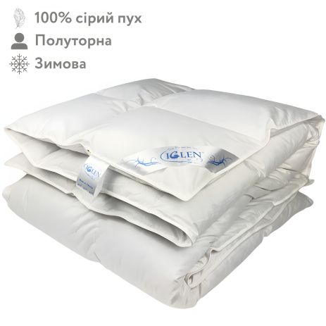 Полуторное зимнее одеяло с серым гусиным пухом IGLEN ROSTER 140х205 (1402051G)