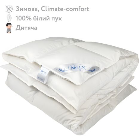Зимнее пуховое детское одеяло со 100% белым гусиным пухом IGLEN Climate-comfort 110х140 (11014010W)