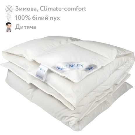 Зимнее пуховое детское одеяло со 100% белым гусиным пухом IGLEN Climate-comfort 110х140 (11014010W)