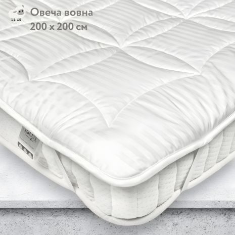 Шерстяной наматрасник с резинками на углах в жаккардовом сатине 200х200 IGLEN (2002009)