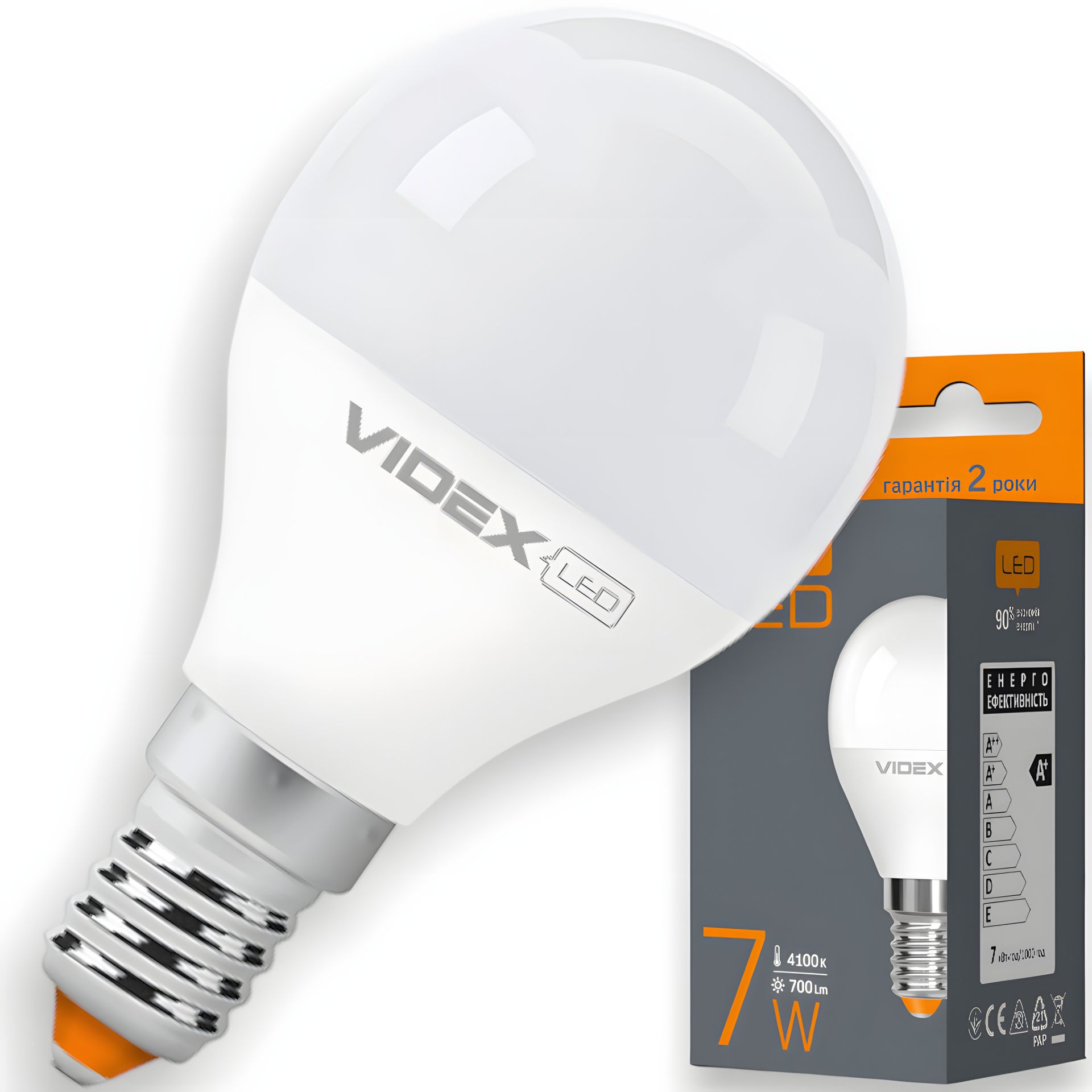 VIDEX Світлодіодна лампа E14 7W G45 (VL-G45e-07144), 4100K VIDEX Світлодіодна лампа E14 7W G45 (VL-G45e-07144), 4100K