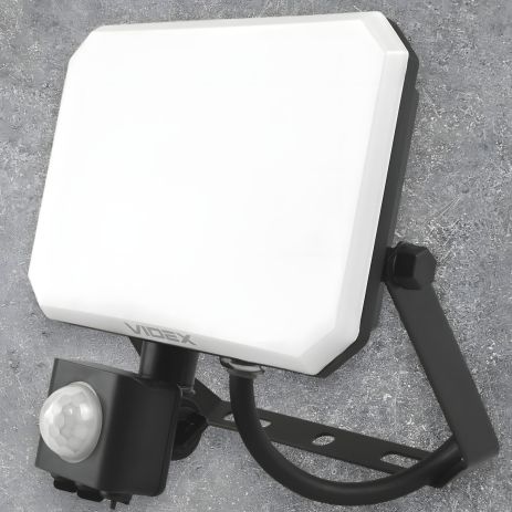 VIDEX F3 30W 5000K 220V Black світлодіодний прожектор з датчиком руху (VLE-F3-0305B-S)