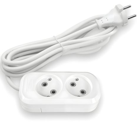 Мережевий подовжувач на 2 гнізда 3м (2x1мм) білий TITANUM STANDARD TF-ES210-3W для домашнього використання Мережевий подовжувач на 2 гнізда 3м (2x1мм) білий TITANUM STANDARD TF-ES210-3W для домашнього використання