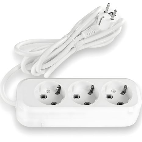 Сетевой удлинитель с заземлением 3 гнезда 3 м (3x1.5мм) белый TITANUM STANDARD TF-ES316G-3W