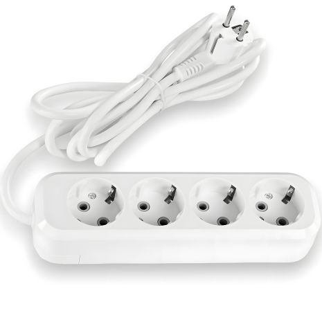 Удлинитель с заземлением 4 гнезда 3 м (3x1.5мм) белый TITANUM STANDARD TF-ES416G-3W