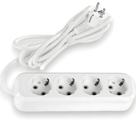 Удлинитель с заземлением 4 гнезда 3 м (3x1.5мм) белый TITANUM STANDARD TF-ES416G-3W