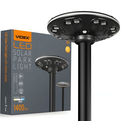 LED світильник на сонячній батареї VIDEX VL-GLSO-1254-S 1400Lm парковий, сенсорний