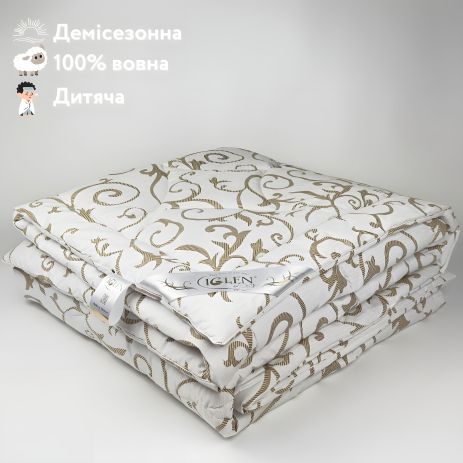 Детское демисезонное одеяло из овечьей шерсти IGLEN 110х140 в бязи (11014051B)