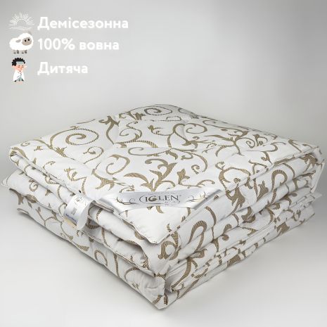Ковдра з овечої вовни демісезонна дитяча IGLEN 110х140 в бязі (11014051B)