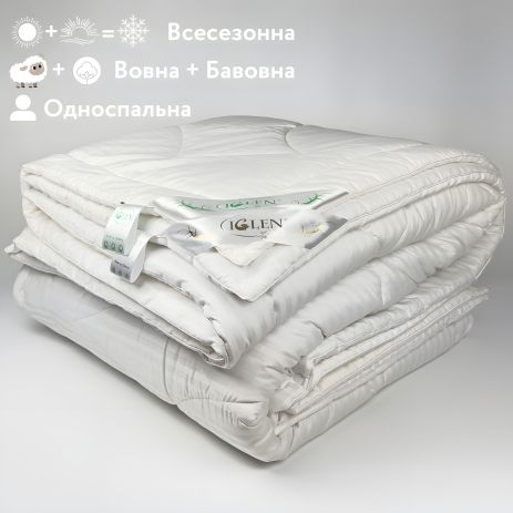 Полуторна ковдра 4 сезони "Duet", IGLEN 140х205 в жаккардовому сатині (14020551+711)