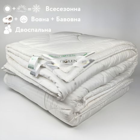 Одеяло двуспальное 4 сезона "Duet" IGLEN 160х215 в жаккардовом сатине (16021551+711)