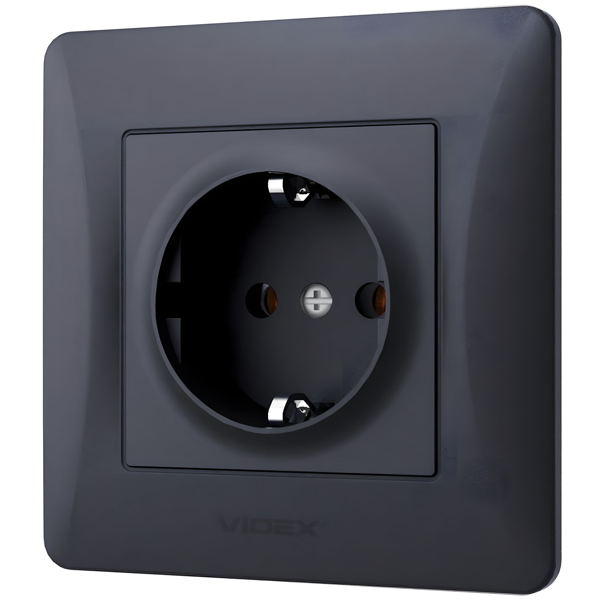 Розетка одинарная с заземлением и огнеупорностью VIDEX BINERA VF-BNSK1G-BG графит черный Розетка одинарная с заземлением и огнеупорностью VIDEX BINERA VF-BNSK1G-BG графит черный