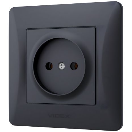 Одинарна розетка з підвищеною огнеупорністю VIDEX BINERA VF-BNSK1-BG чорний графіт Одинарна розетка з підвищеною огнеупорністю VIDEX BINERA VF-BNSK1-BG чорний графіт