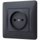 Одинарна розетка з підвищеною огнеупорністю VIDEX BINERA VF-BNSK1-BG чорний графіт