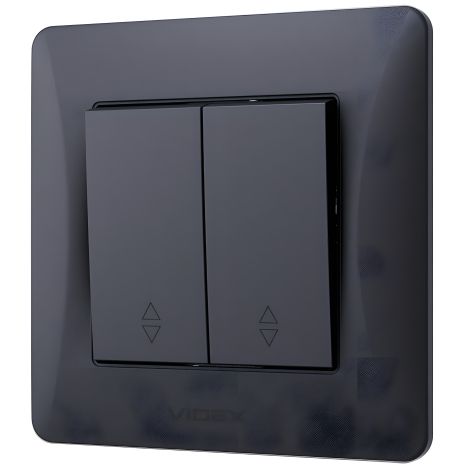Прохідний вимикач 2-клавішний VIDEX BINERA чорний графіт Прохідний вимикач 2-клавішний VIDEX BINERA чорний графіт