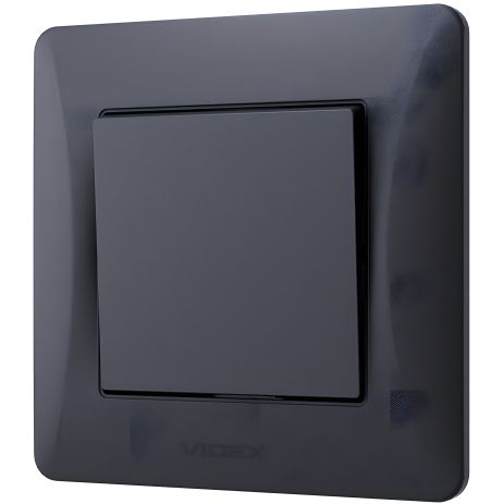 Одноклавішний вимикач з підвищеною вогнетривкістю VIDEX BINERA VF-BNSW1-BG чорний графіт