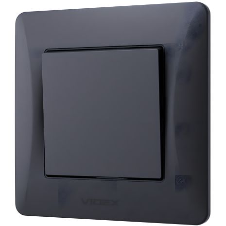 Одноклавишный выключатель с повышенной огнеупорностью, VIDEX BINERA VF-BNSW1-BG черный графит Одноклавишный выключатель с повышенной огнеупорностью, VIDEX BINERA VF-BNSW1-BG черный графит