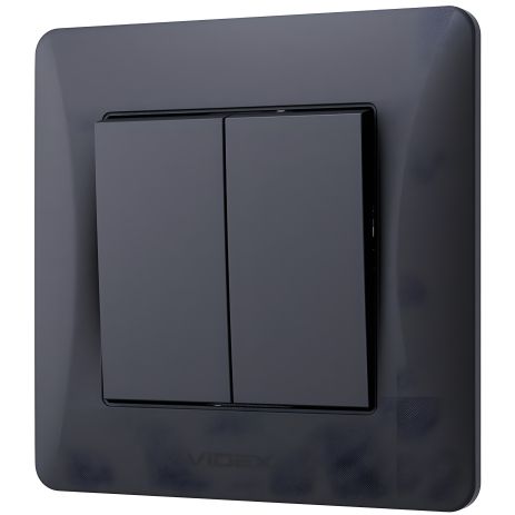 Вогнетривкий двоклавішний вимикач VIDEX BINERA VF-BNSW2-BG чорний графіт Вогнетривкий двоклавішний вимикач VIDEX BINERA VF-BNSW2-BG чорний графіт