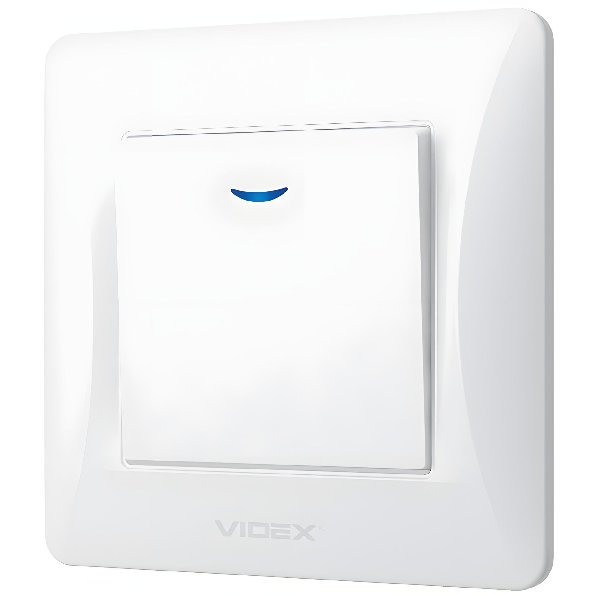 Вимикач 1-клавішний з підвищеною огнеупорністю та підсвіткою, VIDEX BINERA VF-BNSW1L-W, білий Вимикач 1-клавішний з підвищеною огнеупорністю та підсвіткою, VIDEX BINERA VF-BNSW1L-W, білий