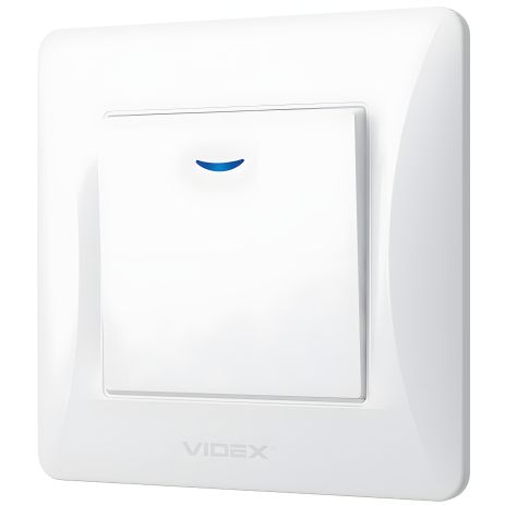 Выключатель 1-клавишный с повышенной огнеупорностью и подсветкой VIDEX BINERA VF-BNSW1L-W белый Выключатель 1-клавишный с повышенной огнеупорностью и подсветкой VIDEX BINERA VF-BNSW1L-W белый