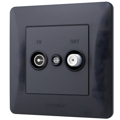 Комбинированная телевизионная розетка TV+SAT VIDEX BINERA черный графит (VF-BNSK2TVSATE-BG) Комбинированная телевизионная розетка TV+SAT VIDEX BINERA черный графит (VF-BNSK2TVSATE-BG)