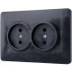 VIDEX BINERA VF-BNSK2-BG Подвійна розетка з підвищеною вогнетривкістю, чорний графіт VIDEX BINERA VF-BNSK2-BG Подвійна розетка з підвищеною вогнетривкістю, чорний графіт