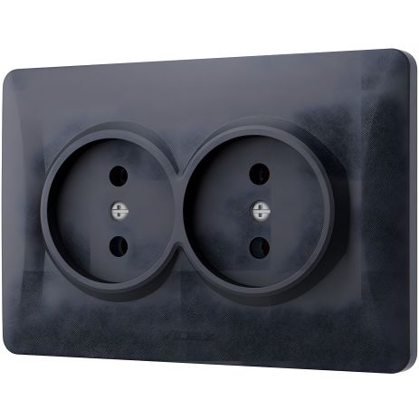 Двойная розетка с повышенной огнеупорностью VIDEX BINERA VF-BNSK2-BG черный графит