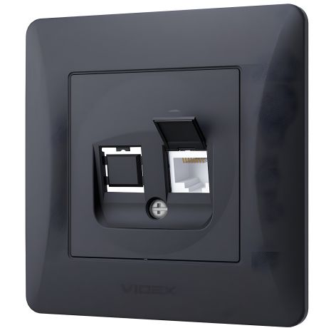 Компьютерная розетка CAT6 VIDEX BINERA VF-BNSK1PC6-BG черный графит