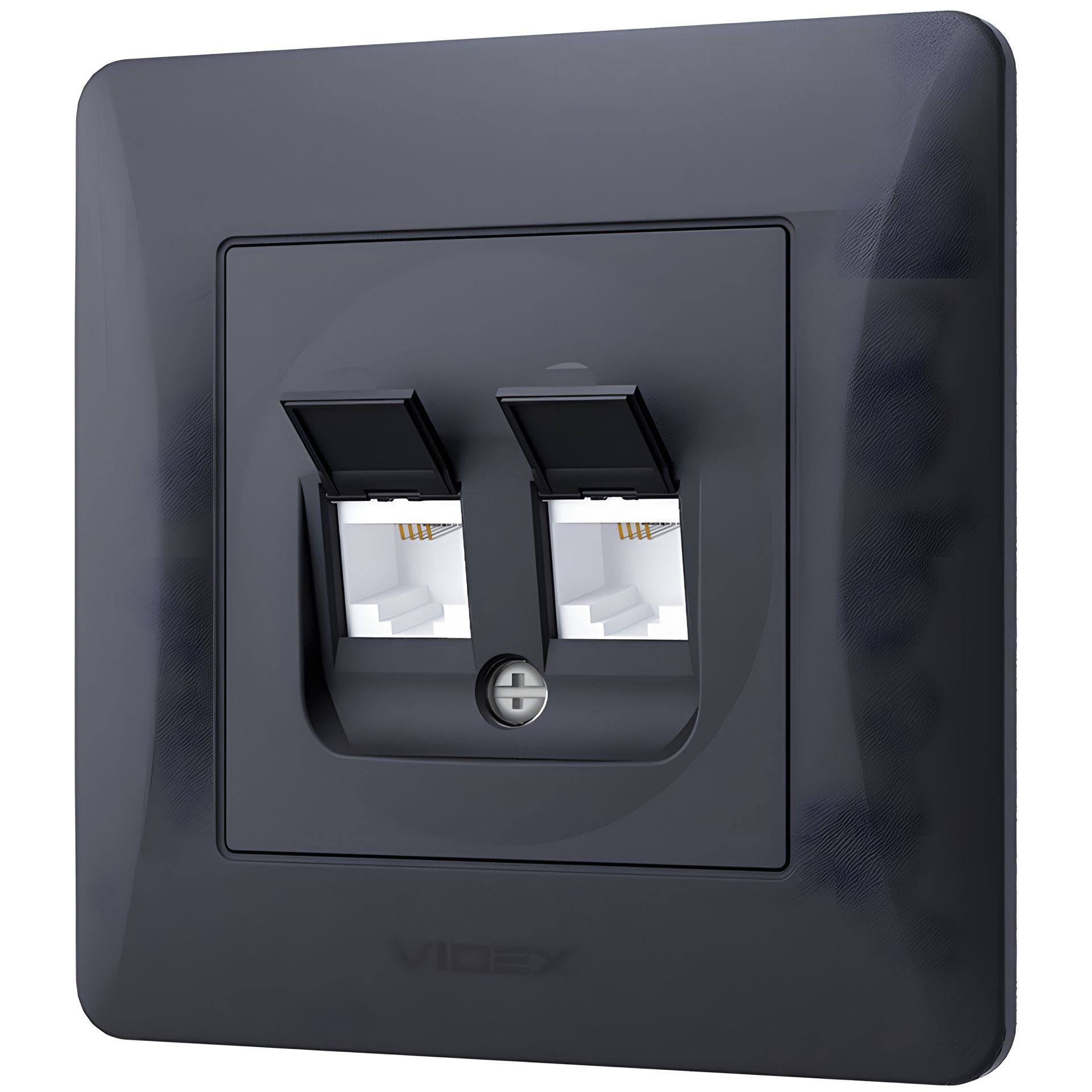 Двойная телефонная розетка CAT3+CAT3 VIDEX BINERA, черный графит Двойная телефонная розетка CAT3+CAT3 VIDEX BINERA, черный графит