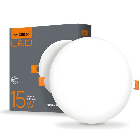 Вбудований безрамковий точковий світильник VIDEX 15W 4100K VL-DLFR-154, круглий