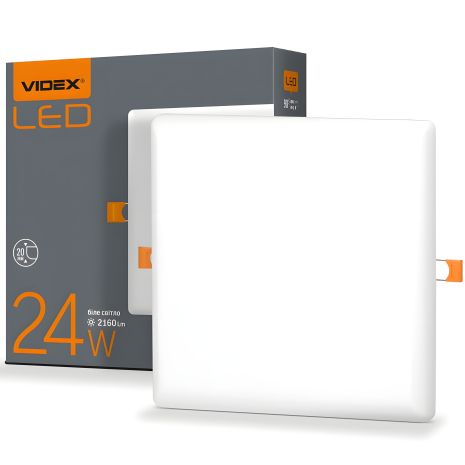 Точковий світильник безрамковий VIDEX 24W 4100K VL-DLFS-244 квадратний вбудований