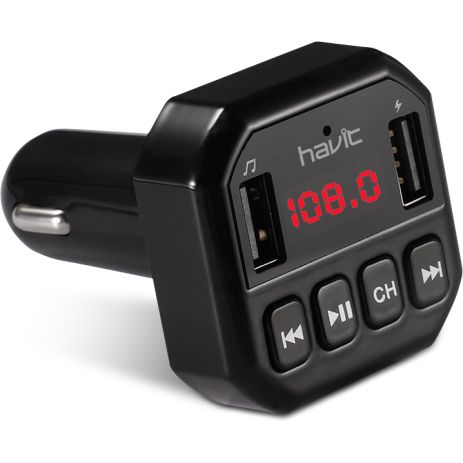 FM-трансмітер HAVIT HV-FM808BT Bluetooth 5.0, Hands Free, MicroSD, USB 3.1А, AUX